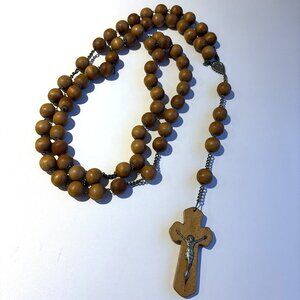 Ste-Anne-de-Beaupré Large Wooden Catholic Rosary Beads Quebec Pilgrimage Vintage